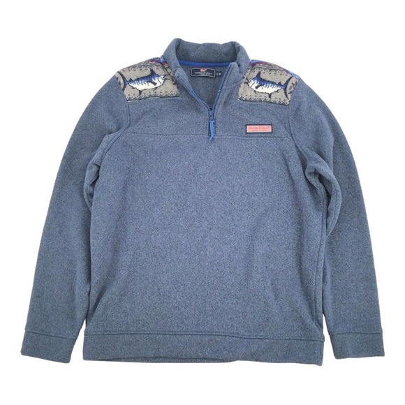 Vineyard Vines Fairisle Marlin Shepra Shirt Jacket Medium Womens Blue M - Picture 1 of 8